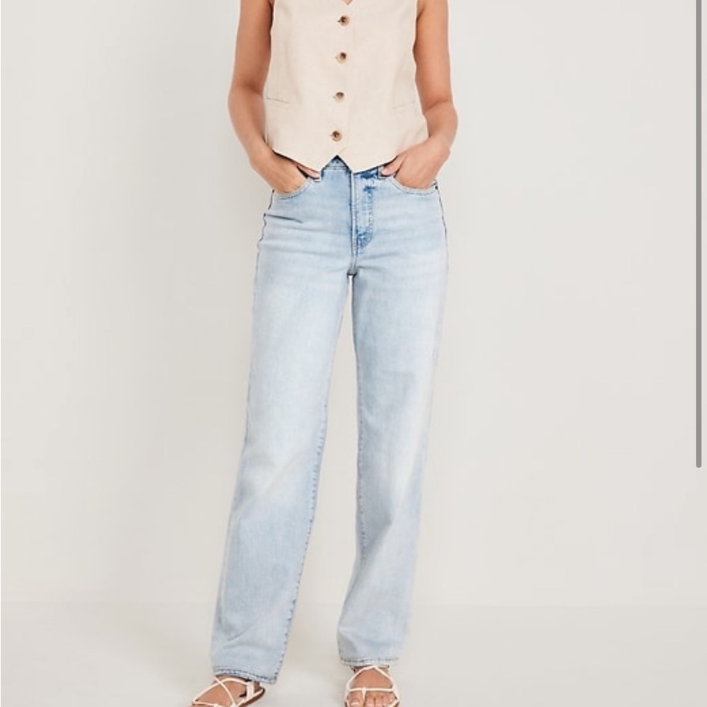NWT Old Navy High-Waisted OG Loose Jeans Light Wash Size 8 Mom Jeans Retro Fall